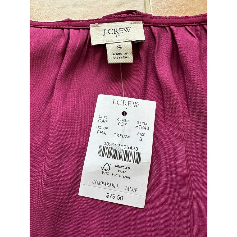 J.Crew Ruffle Neck Top Raspberry Color Size S - image 7